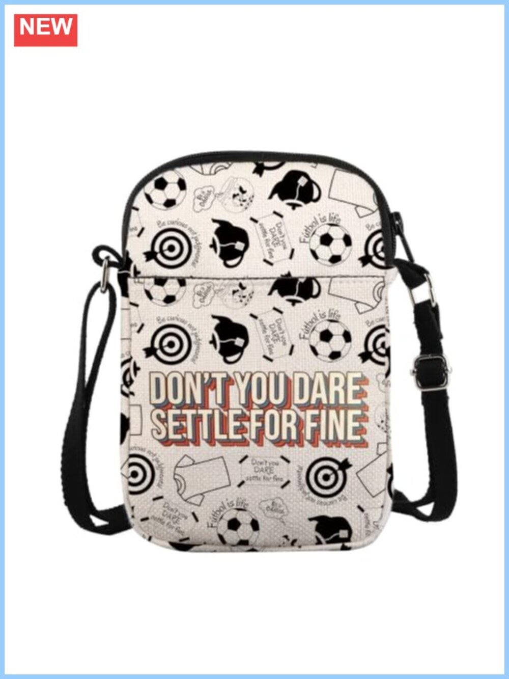Soccer Theme Crossbody Bag Canvas Gift for Fans